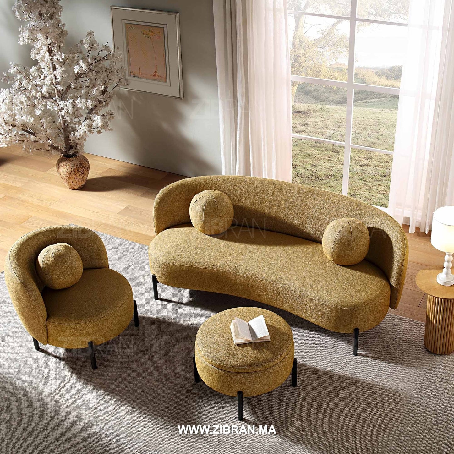 SOLIA – Canapé couture exclusif aux lignes architecturales épurées | ZIBRAN for elegant living spaces in Morocco | ZIBRAN