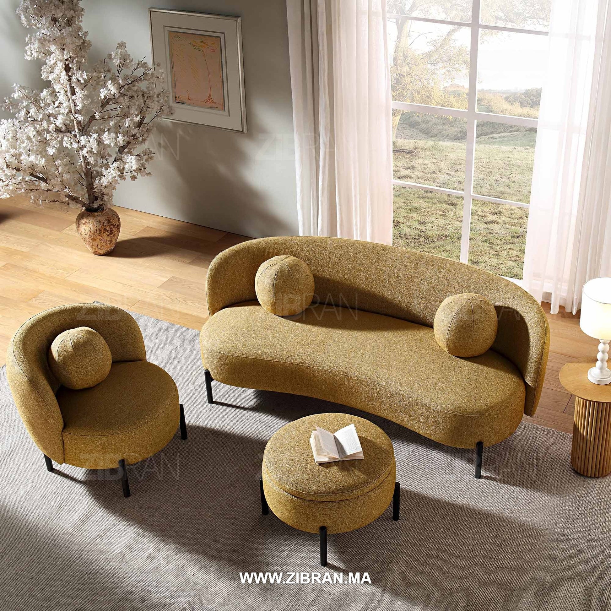 SOLIA – Canapé couture exclusif aux lignes architecturales épurées | ZIBRAN for elegant living spaces in Morocco | ZIBRAN