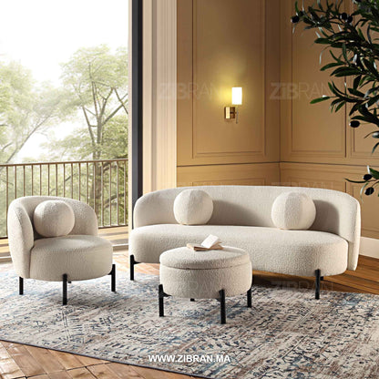 ZELUM – Canapé de prestige royal aux finitions d’orfèvre | ZIBRAN – Vue sous perspective | ZIBRAN