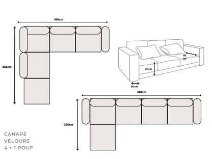 LOVELY - CANAPÉ MODULABLE  4 + 1